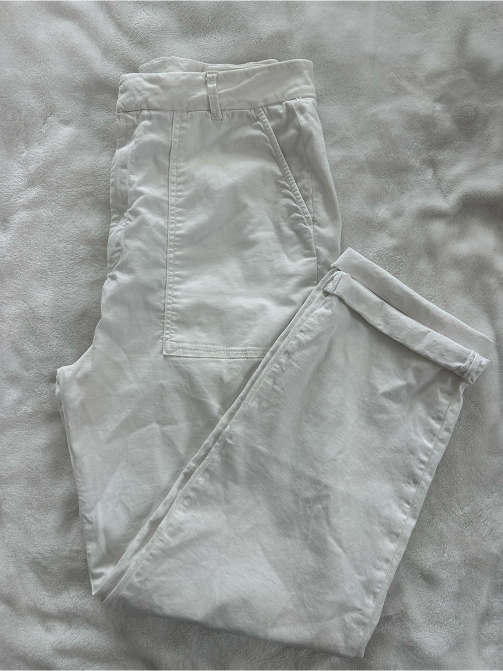 Reiko Aimy Organic Cotton High-Rise Trousers White SZ 32/14 Utility Lightweight